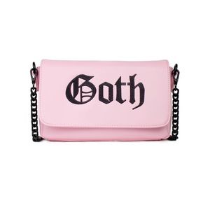 Blackcraft Cult pink Goth crossbody bag with black metal link chain never used